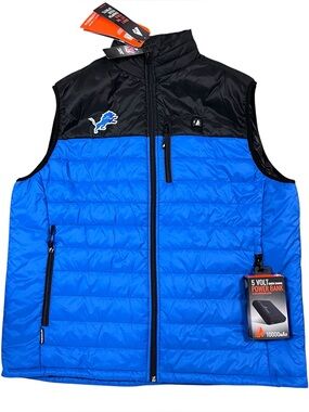 ActionHeat Detroit Lions 5V Puffer Battery Rechargeable Heated Vest Sz 2XL NWT